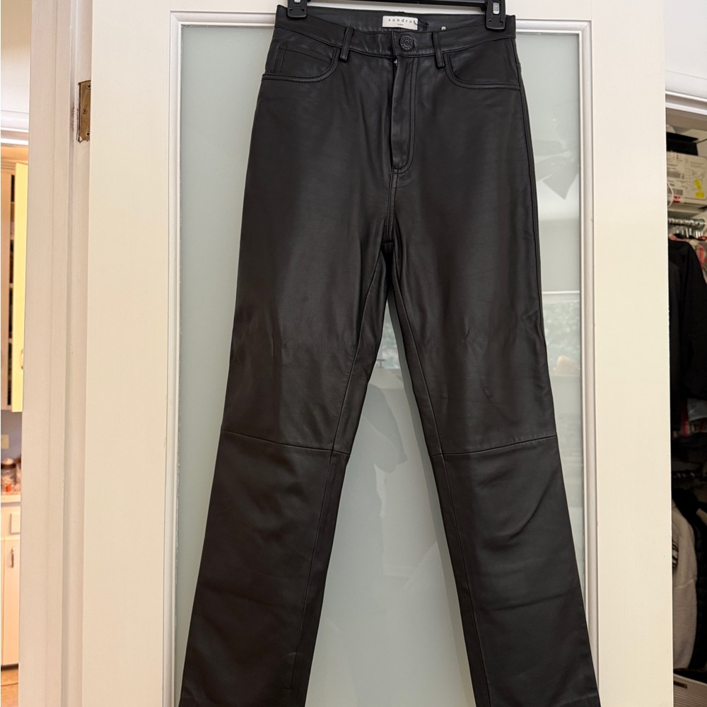 NWT Sandro Black Leather Pants
